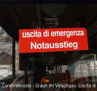 Curon Venosta - Graun im Vinschgau: Uscita di emergenza - Notausstieg