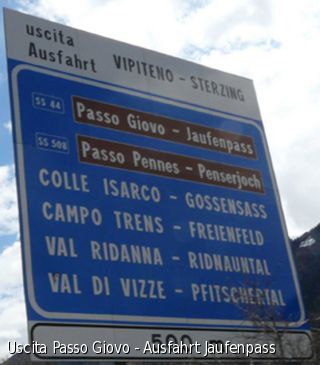 Uscita Passo Giovo - Ausfahrt Jaufenpass